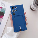 Liquid Silicone Samsung Galaxy Cases with Wallet - CaseShoppe For Samsung S23 Ultra / Blue