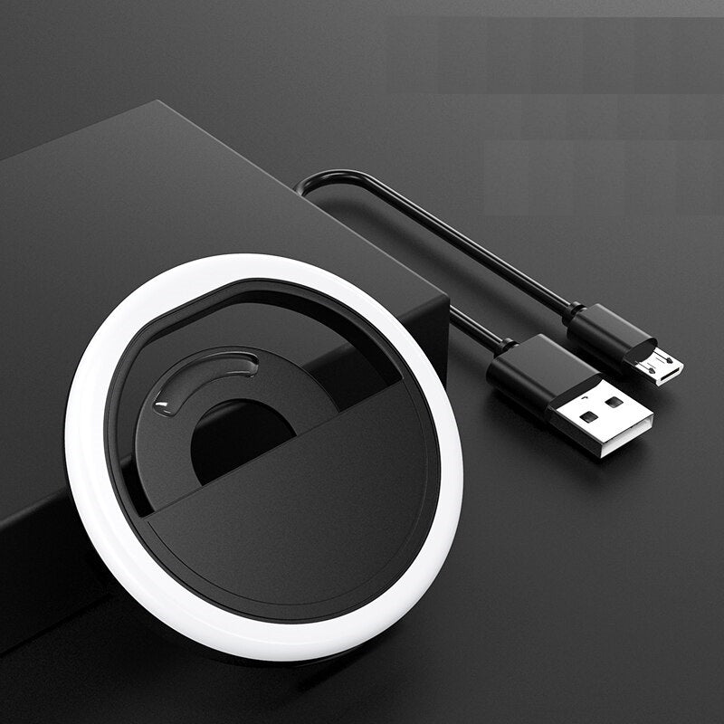 LED Selfie Ring with USB Charger - CaseShoppe Black