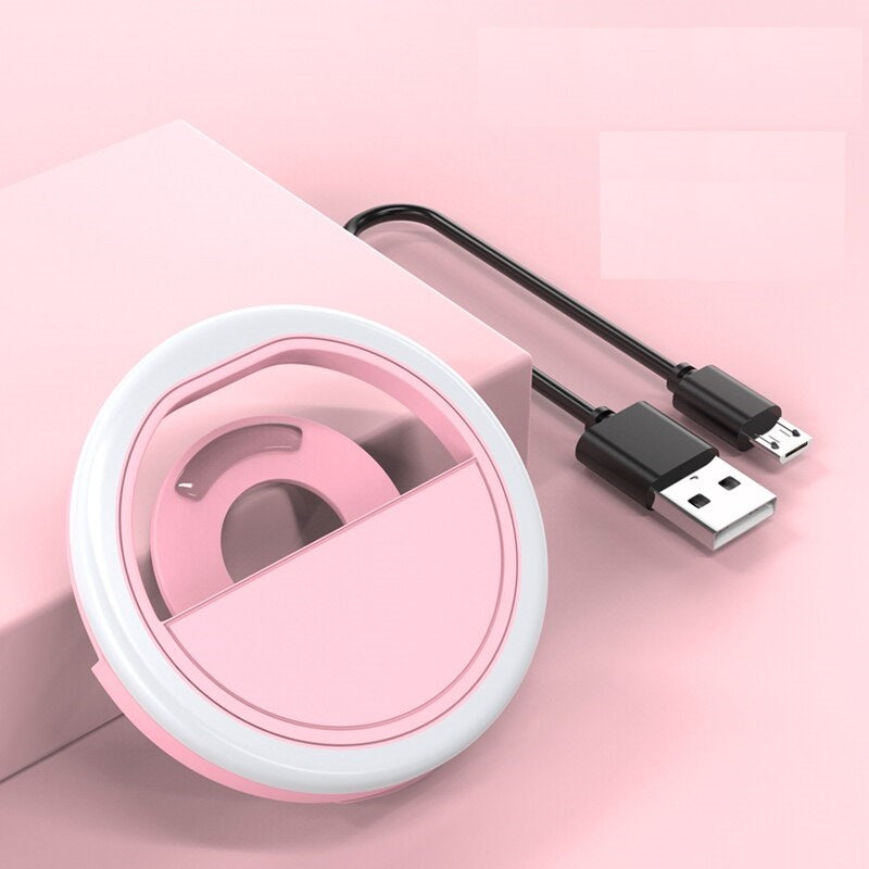 LED Selfie Ring with USB Charger - CaseShoppe Pink
