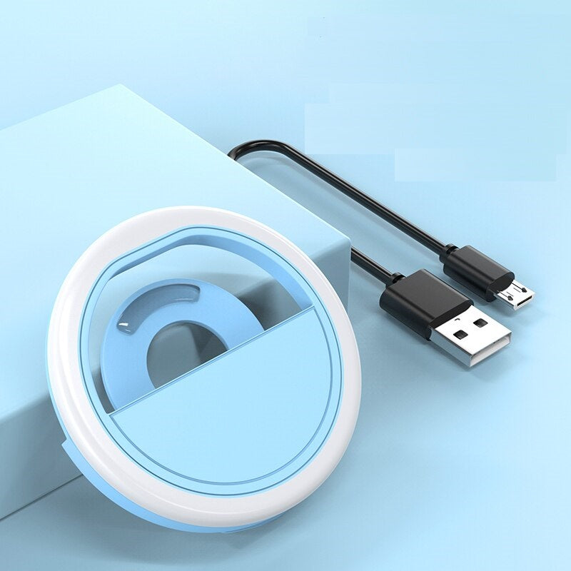 LED Selfie Ring with USB Charger - CaseShoppe Blue