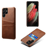 Dual Credit Card Slots Leather Samsung Cases - CaseShoppe Samsung S22 Ultra / Brown