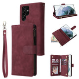 Retro Flip Leather Wallet Samsung Cases - CaseShoppe Samsung Galaxy S23 Ultra / Wine red