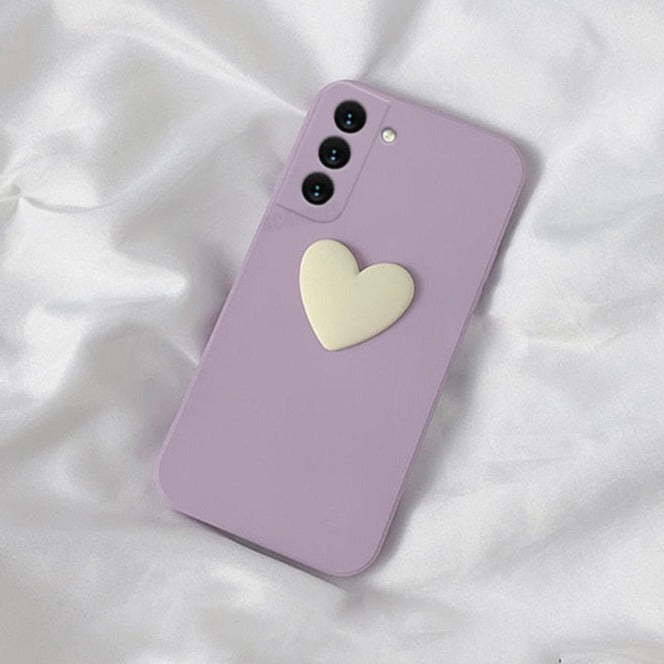 3D Heart Liquid Silicone Samsung Cases - CaseShoppe Samsung S22 Ultra / Grass Purple