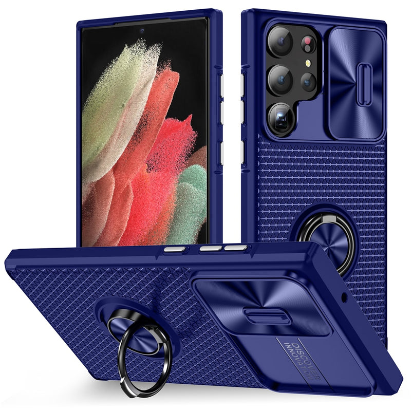 Luxury Armor Samsung Cases with Slider Camera - CaseShoppe Samsung S23 / Navy Blue