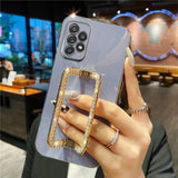 Crystal Square Holder Plating Samsung Cases - CaseShoppe Samsung S22 Ultra / Lavender Grey / Case And Holder
