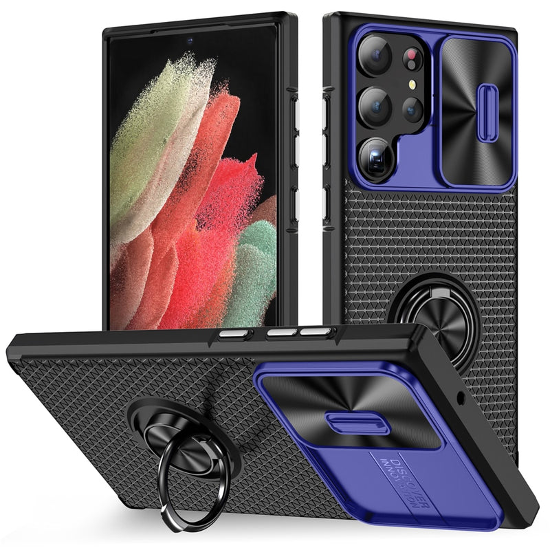 Luxury Armor Samsung Cases with Slider Camera - CaseShoppe Samsung S23 Ultra / Blue Black