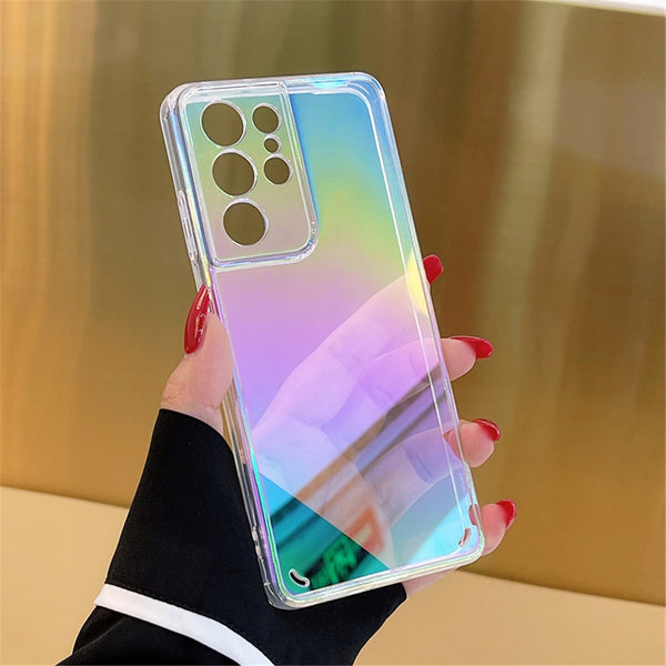 Rainbow Gradient Laser Clear Samsung Cases - CaseShoppe Samsung S22