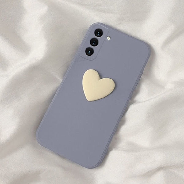 3D Heart Liquid Silicone Samsung Cases - CaseShoppe Samsung S22 Ultra / Lavender