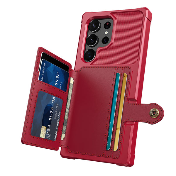 Leather Flip Wallet Samsung Cases - CaseShoppe Samsung Galaxy S23 / Red