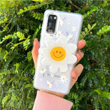 Smiley Daisy Flower Transparent Samsung Cases