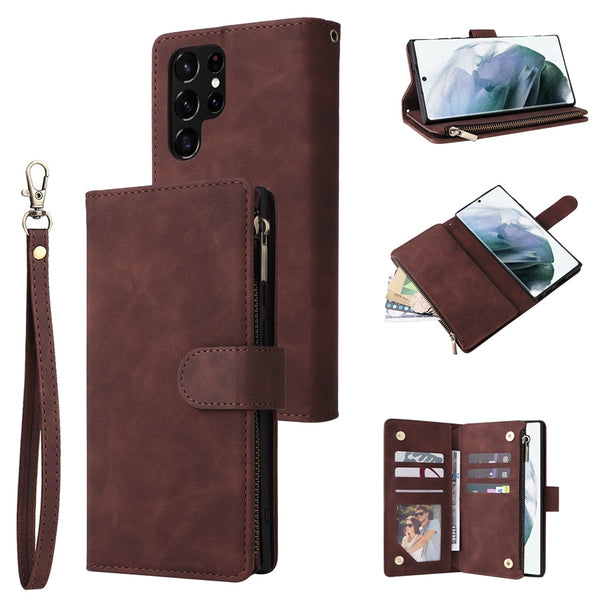 Retro Flip Leather Wallet Samsung Cases - CaseShoppe Samsung Galaxy S23 Ultra / Coffee