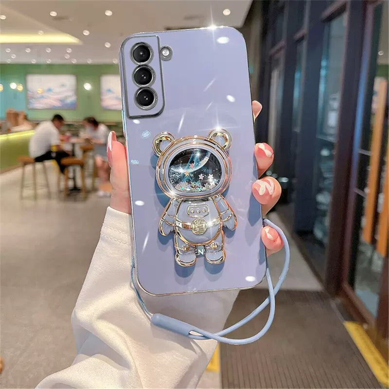 Glitter Astronaut Samsung Cases with Lanyard - CaseShoppe