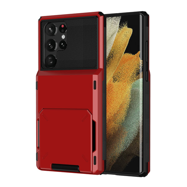Hard Bumper Flip Wallet Samsung Cases - CaseShoppe Samsung Galaxy S23 / Red