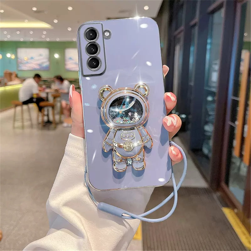 Glitter Astronaut Samsung Cases with Lanyard - CaseShoppe For Samsung Galaxy S22 / Style 5