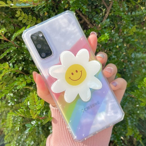 Smiley Daisy Flower Transparent Samsung Cases
