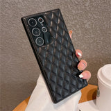 Luxury Leather Diamond Lattice Samsung S23 Cases - CaseShoppe Samsung S23 / Black