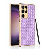 Luxury Braid Leather Samsung S23 Cases - CaseShoppe Samsung Galaxy S23 Ultra / Purple