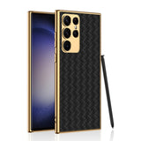 Luxury Braid Leather Samsung S23 Cases - CaseShoppe Samsung Galaxy S23 Ultra / Black