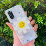 Smiley Daisy Flower Transparent Samsung Cases