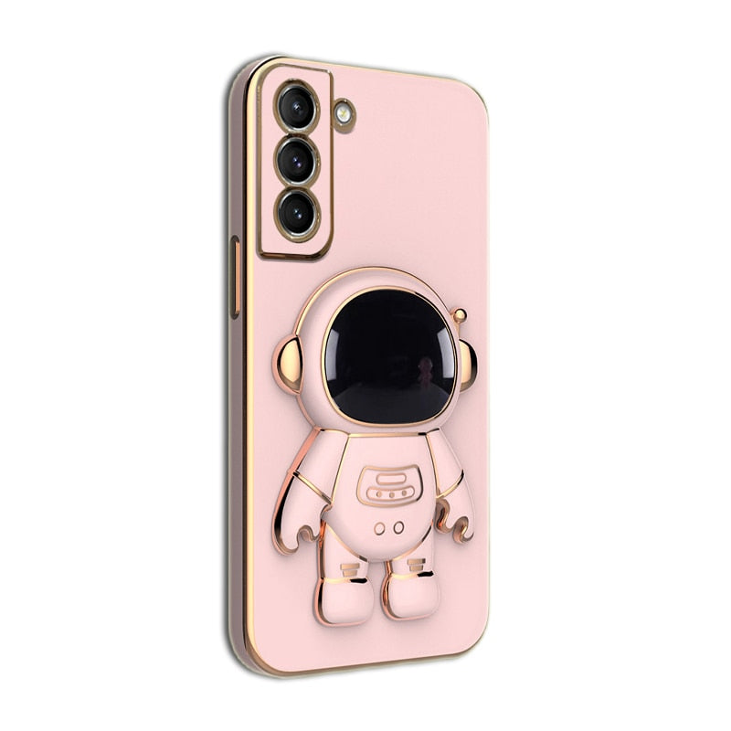 3D Astronaut Holder Stand Samsung Case - CaseShoppe Pink / Samsung S22 Ultra