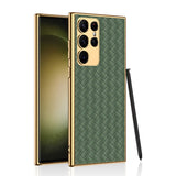 Luxury Braid Leather Samsung S23 Cases - CaseShoppe Samsung Galaxy S23 Ultra / Green