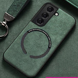 Luxury Leather Wireless Charging Samsung Cases - CaseShoppe Samsung Galaxy S22 / Green