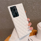 Luxury Leather Diamond Lattice Samsung S23 Cases - CaseShoppe Samsung S23 / White