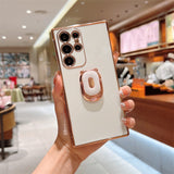 Plated Bear Ring Holder Samsung Cases - CaseShoppe Samsung S22 / White