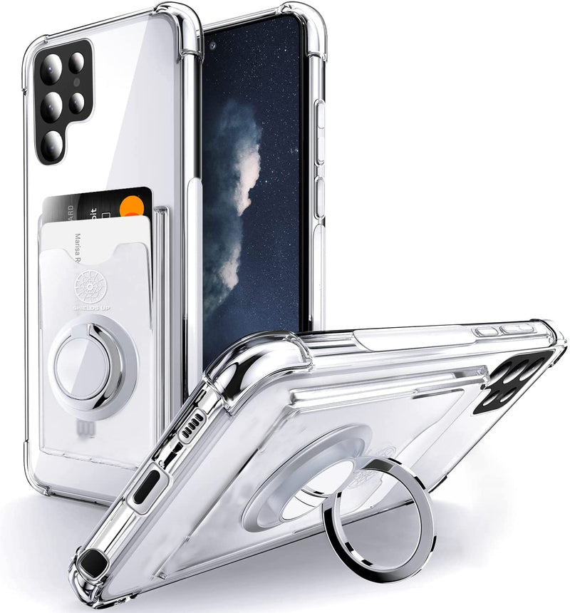 Transparent Card Slot & Kickstand Samsung Cases - CaseShoppe Silver Ring / Samsung S23 Ultra