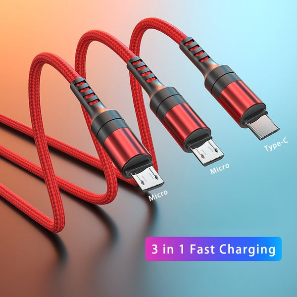 3 in 1 Fast Charging USB Cables - CaseShoppe