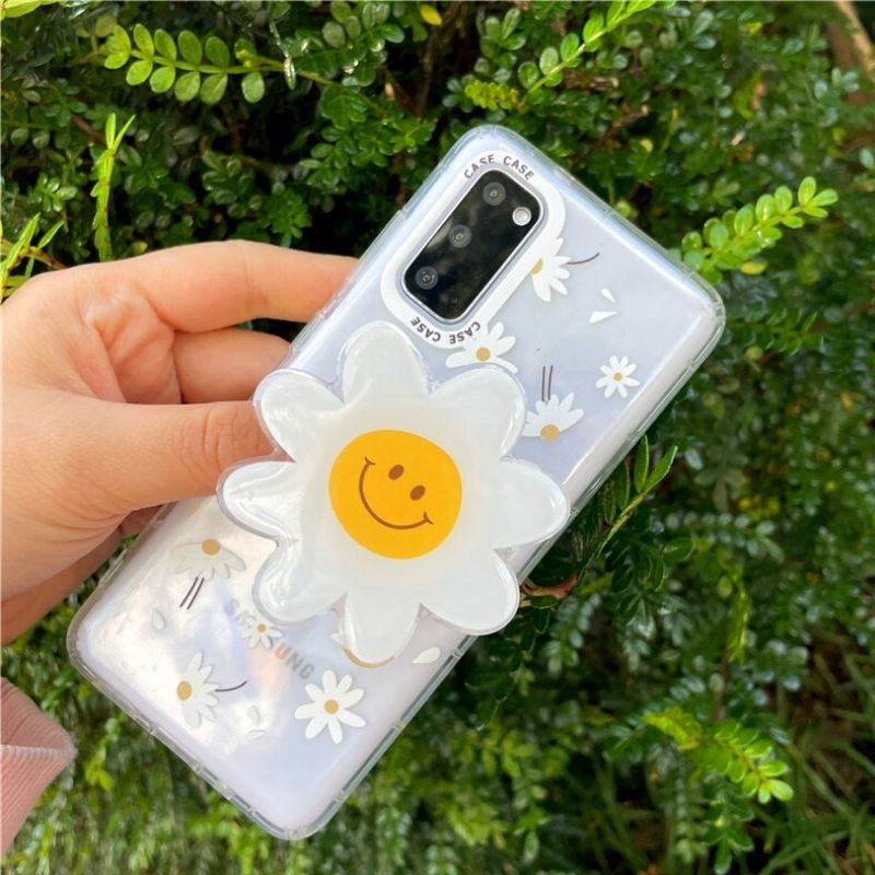 Smiley Daisy Flower Transparent Samsung Cases