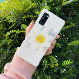 Smiley Daisy Flower Transparent Samsung Cases