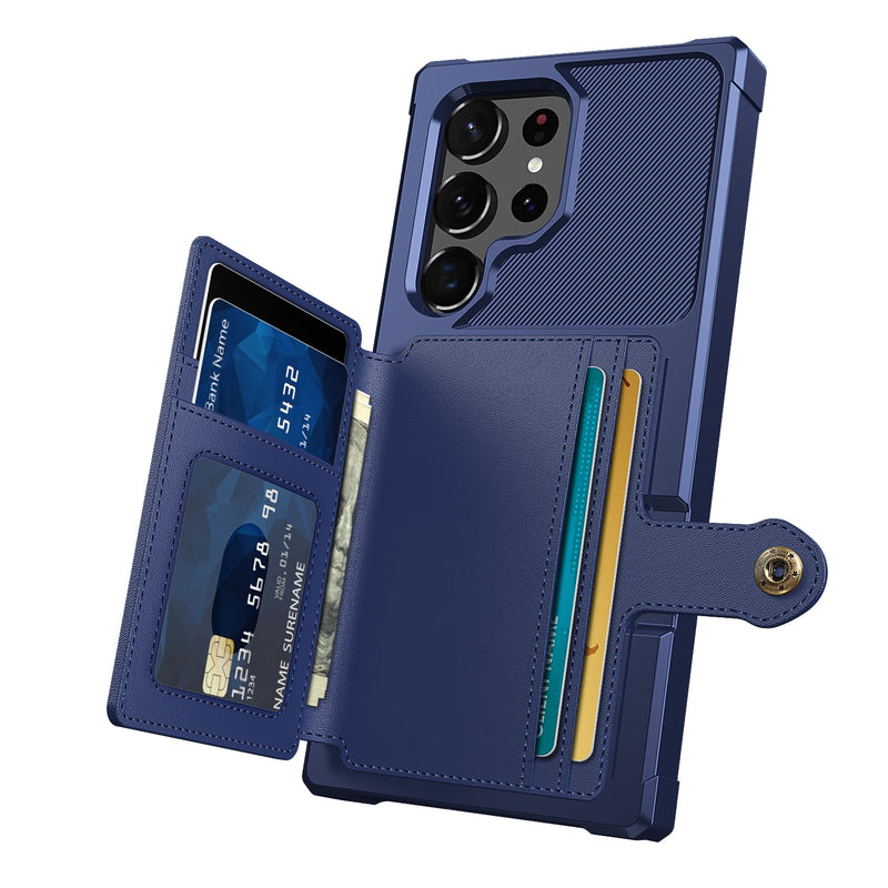 Leather Flip Wallet Samsung Cases - CaseShoppe Samsung Galaxy S23 / Blue
