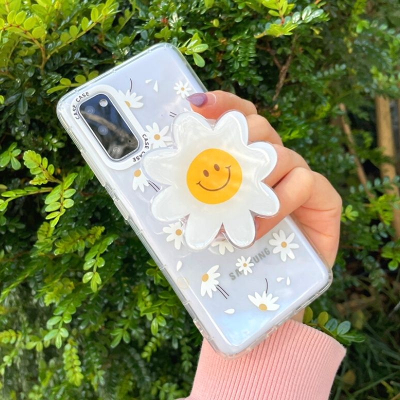 Smiley Daisy Flower Transparent Samsung Cases