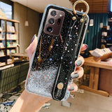 Gradient Glitter Clear Samsung Case With Wrist Strap/Band - CaseShoppe For Samsung S10E / Black