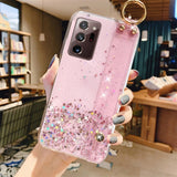 Gradient Glitter Clear Samsung Case With Wrist Strap/Band - CaseShoppe For Samsung S9 / Pink