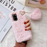 Heart Pendant Furry Samsung Case - CaseShoppe For Samsung A50 / Pink