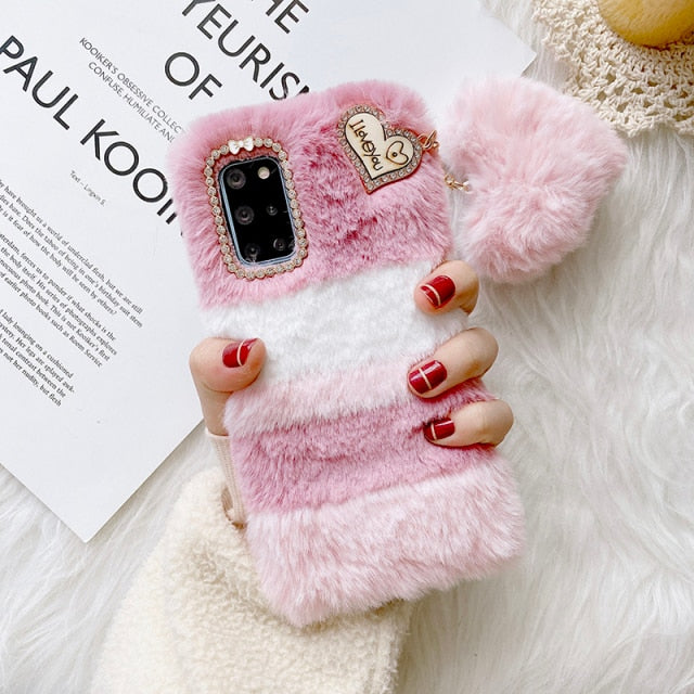 Heart Pendant Furry Samsung Case - CaseShoppe For Samsung A70 / Multicolor