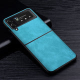 Premium PU Leather Samsung Z Flip Case - CaseShoppe Galaxy Z Flip3 5G / Light Blue