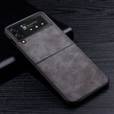 Premium PU Leather Samsung Z Flip Case - CaseShoppe Galaxy Z Flip3 5G / Gray