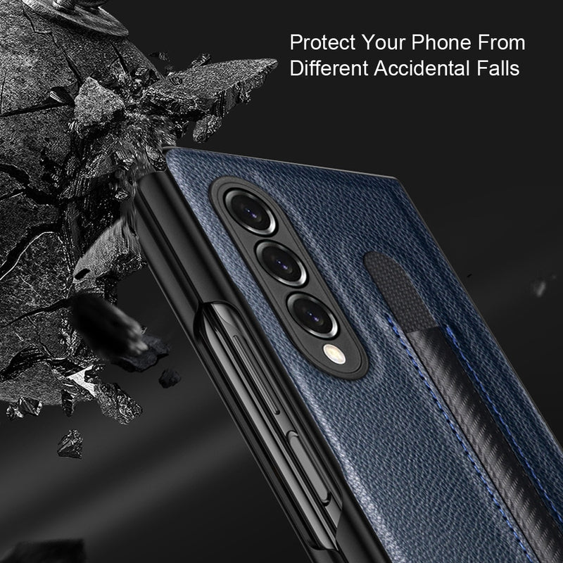 Fashionable Leather Samsung Z Fold Case with Pen Slot - CaseShoppe