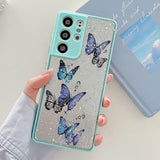 Butterfly Glitter Samsung Cases - CaseShoppe For Samsung A82 5G / Blue