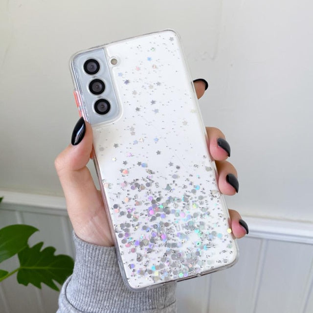 Samsung Glitter Clear Lens Cases - CaseShoppe For Samsung S20 / Transparent