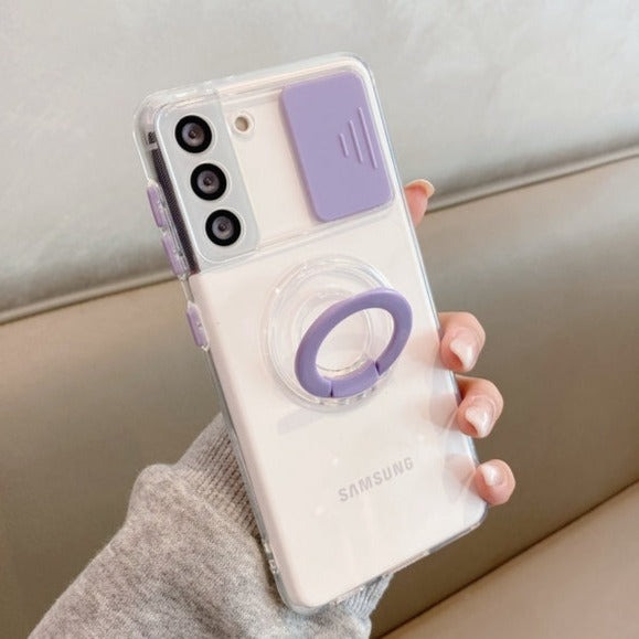 Color Slider Transparent Samsung Cases - CaseShoppe Samsung S21 Plus / Purple