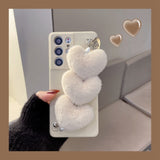 Plush Heart Samsung Case with Bracelet - CaseShoppe For Samsung S21 Ultra / Whtie