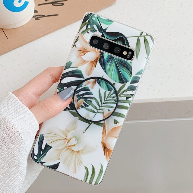 Retro Floral Samsung Case with Holder - CaseShoppe Samsung S22 Ultra / A