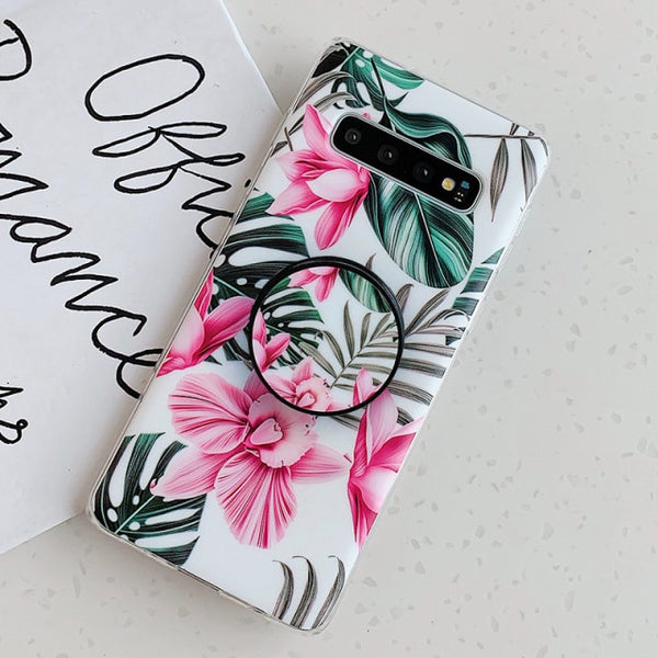 Retro Floral Samsung Case with Holder - CaseShoppe Samsung S22 Ultra / B