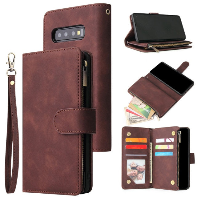 Retro Wallet Samsung Leather Cases - CaseShoppe Samsung S22 Ultra / Coffee