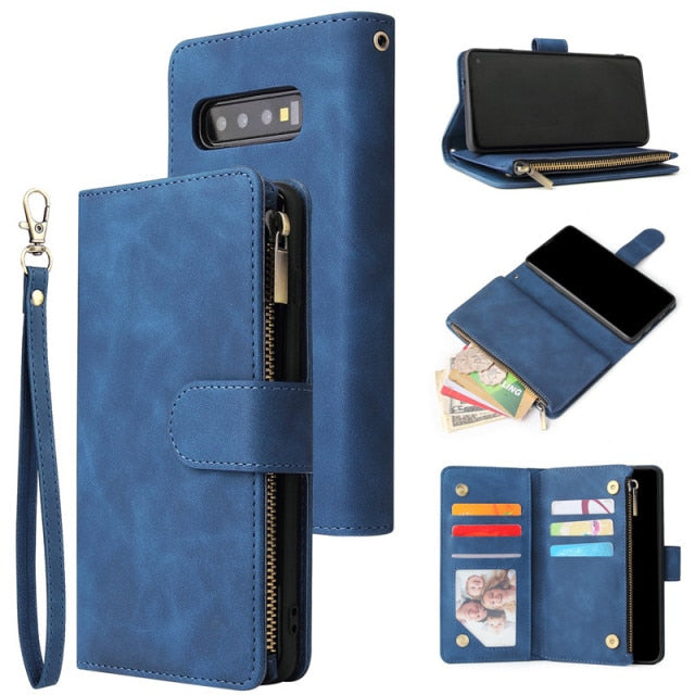 Retro Wallet Samsung Leather Cases - CaseShoppe Samsung S22 Ultra / Blue