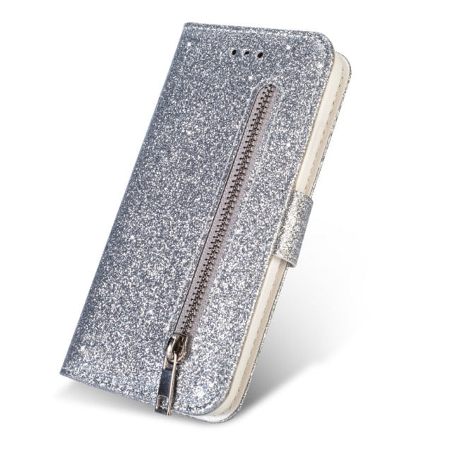 Glitter Wallet Samsung Cases - CaseShoppe Samsung S22 Ultra / Silver